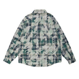 Men Long Sleeved T Shirt Tie-Dyed Washed Plaid Shirt Men's Spring and Autumn Casual Loose Long Sleeve Lapel Shirt