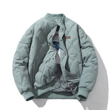 Men Vintage Jackets Loose Rhombus Cotton Vintage Baseball Jacket