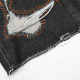 Men Jeans Embroidered Hole & Patch Jeans