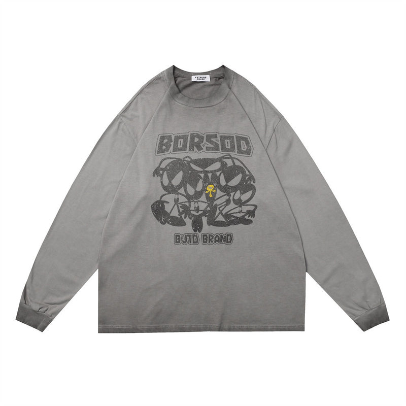 Men Long Sleeve T-Shirt Funny Creative Cartoon Print Loose