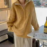 Women Pullover Sweater Rhombus Loose Sweater
