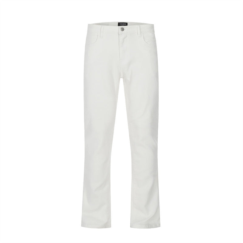 Men Jeans Side Pocket Fastener Decoration Solid Color Loose