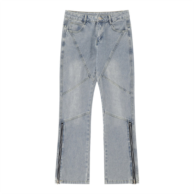 Men Jeans Zipper Stitching Loose