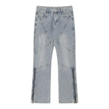Men Jeans Zipper Stitching Loose