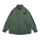 Men Long Sleeved T Shirt Long Sleeve Vertical Striped Shirt Men's Casual High Street Loose Shirt