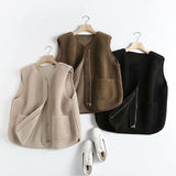 Women Vest Lamb Wool Vest Baggy Coat
