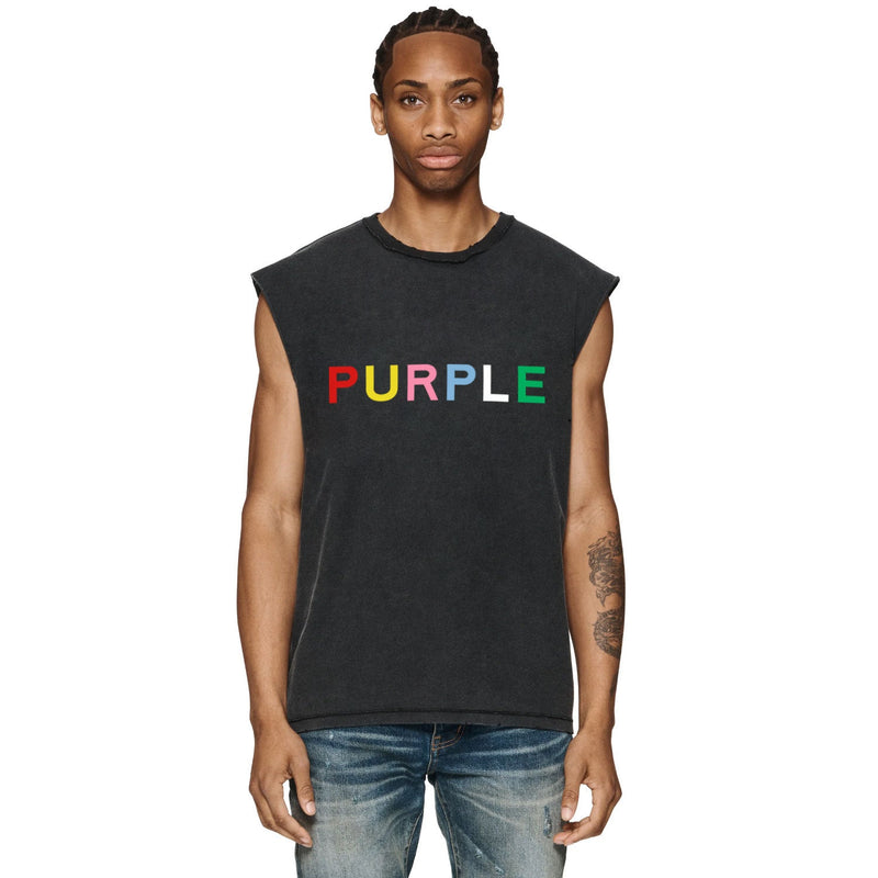 Purple Brand Distressed Tank T Shirts Distressed Sleeveless T-shirt Vest
