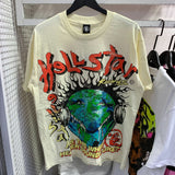 HS T Shirt Earth Print Casual Loose