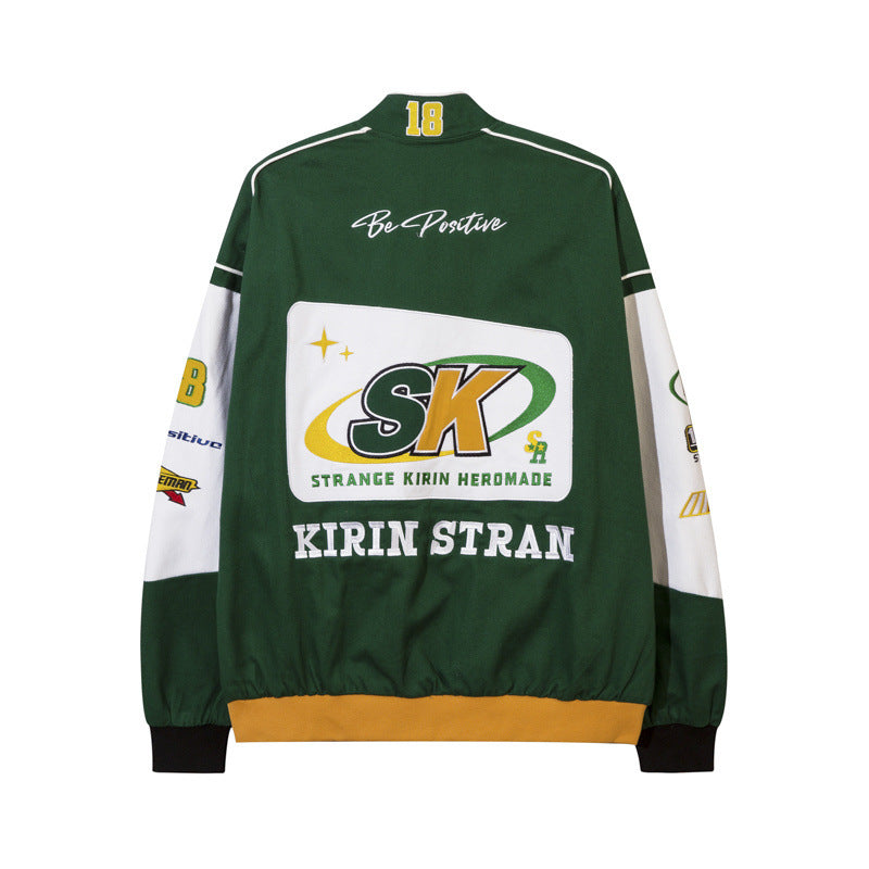 Women Jackets Vintage Baseball Uniform Oversize Racing Suit