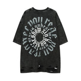 Men T-Shirt Ripped Retro Loose