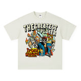 Vintage T-shirts printed short-sleeved t-shirts printed pure cotton washed and old