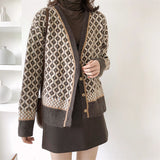 Women Knitted Cardigan Loose Cropped Sweater