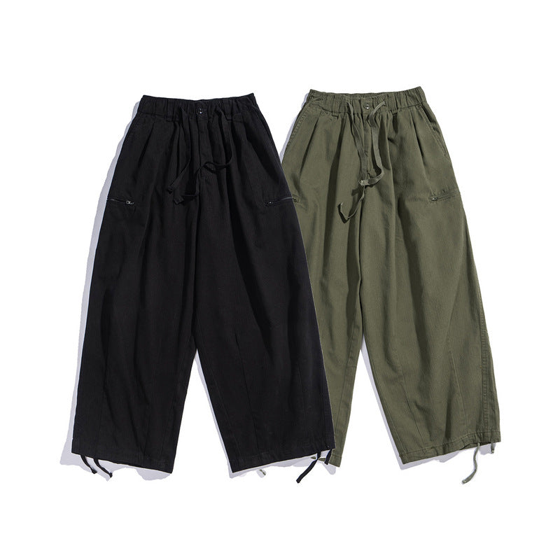 Cargo Pants Japanese-Style Retro Solid Color Draping Effect