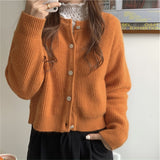 Women Knitted Cardigan Short Retro Loose Knitted Cardigan
