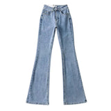 Women Jeans Bell-Bottom Pants Pocket Small Man