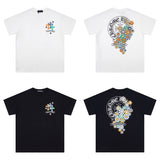 CHH Chrome Heart T Shirts Cross Leather Print Short Sleeve T-Shirt Loose