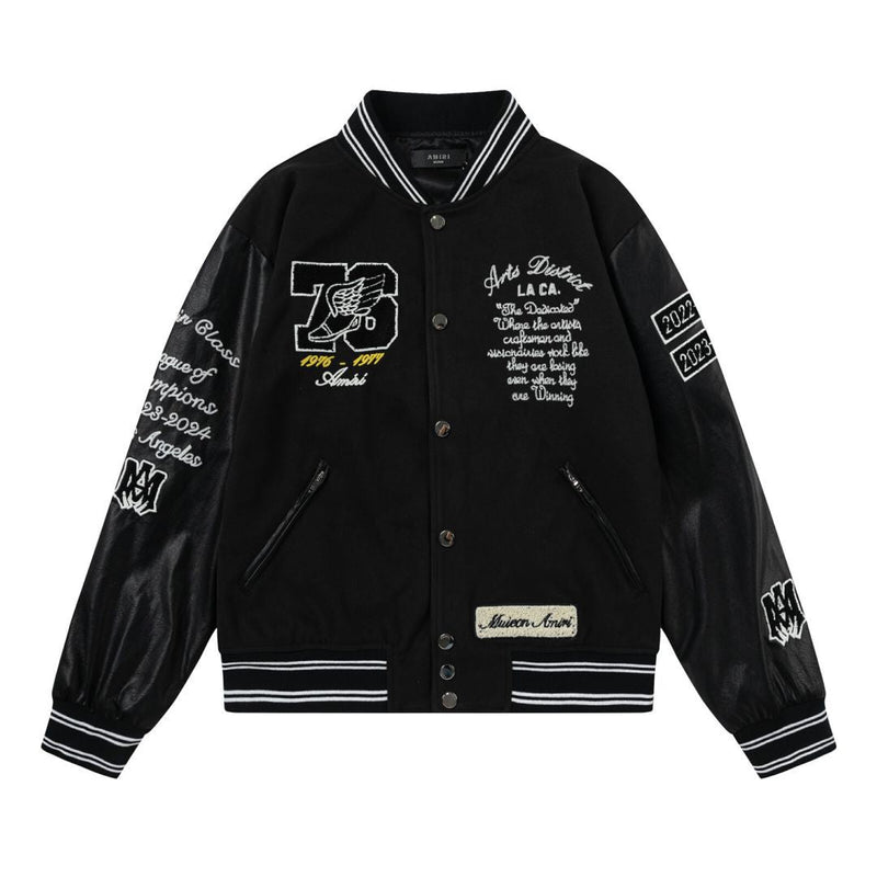Amiri Jacket Spring and Autumn AMI Eagle Letter Pattern Baseball Jacket Men's and Women's
