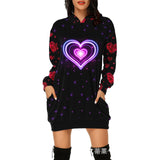 Valentine's Day Dress Hooded Long Sleeve Printed Skirt