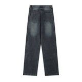 Men Jeans Side Striped Zipper Loose