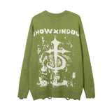 Women Sweater Creative Pattern Loose Hole Knit Sweater