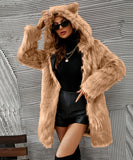 Women Fur Jacket Warm and Cute Long Plush Coat