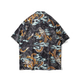 Short Sleeve Shirt Retro Chinese Style Dragon Full Print