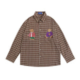 Men Long Sleeved T Shirt Embroidered Shirt Men's Spring and Autumn Long Sleeve Lapel Shirt Outer Wear Loose
