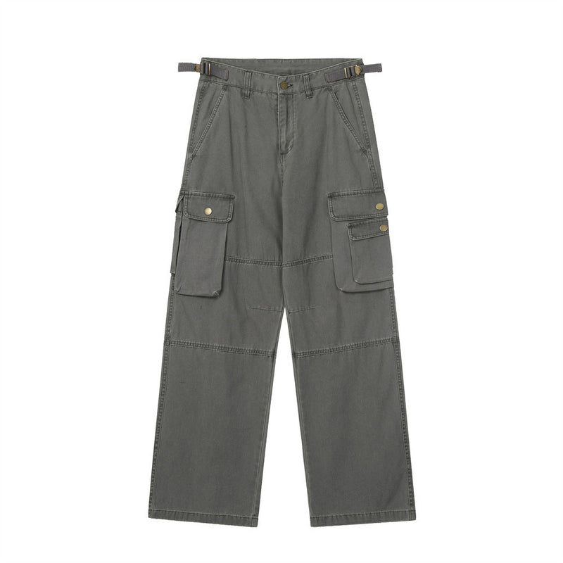 Men Jeans Multi-Pocket Workwear Loose Stitching Casual