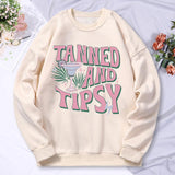 Tanned And Tipsy Pattern Print Hoodie Women Fashion
