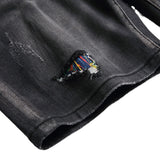 DSQ2 Short Jeans Ripped Patch Slim-fit Stretch Denim Shorts