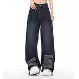 Men Jeans Frayed Hip Hop Embroidery Loose