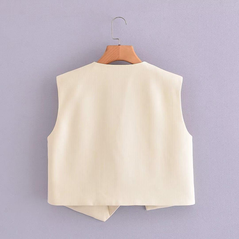 Women Vest Irregular Niche Short Retro Vest
