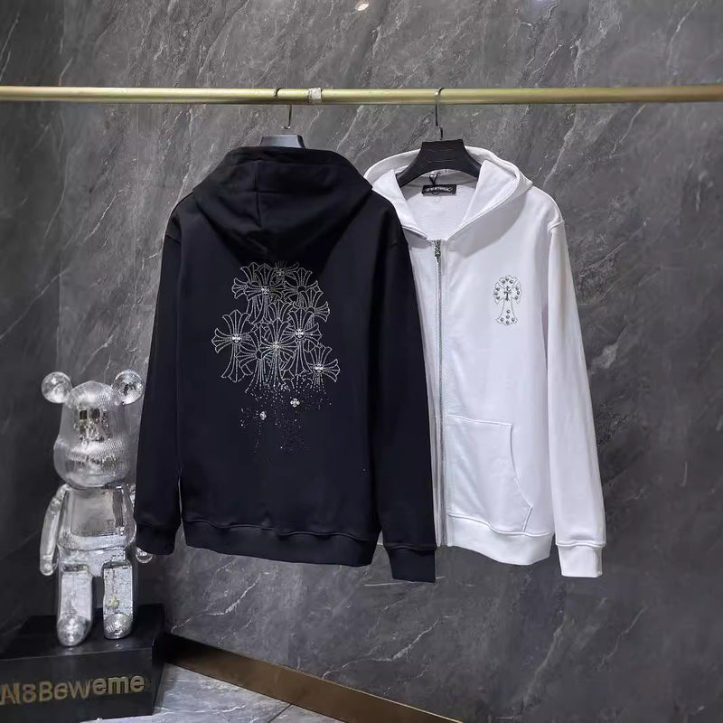 CHH Chrome Heart Hoodie Autumn Winter Crowe Hot Diamond Cross Hooded Sweater Loose