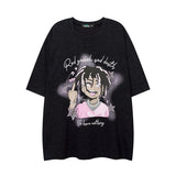 Men T-Shirt Cartoon Graffiti Vibe Idle Style All-Match