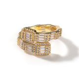 Rings 18K Gold Copper Plated T Square Zircon Ring Spectrum