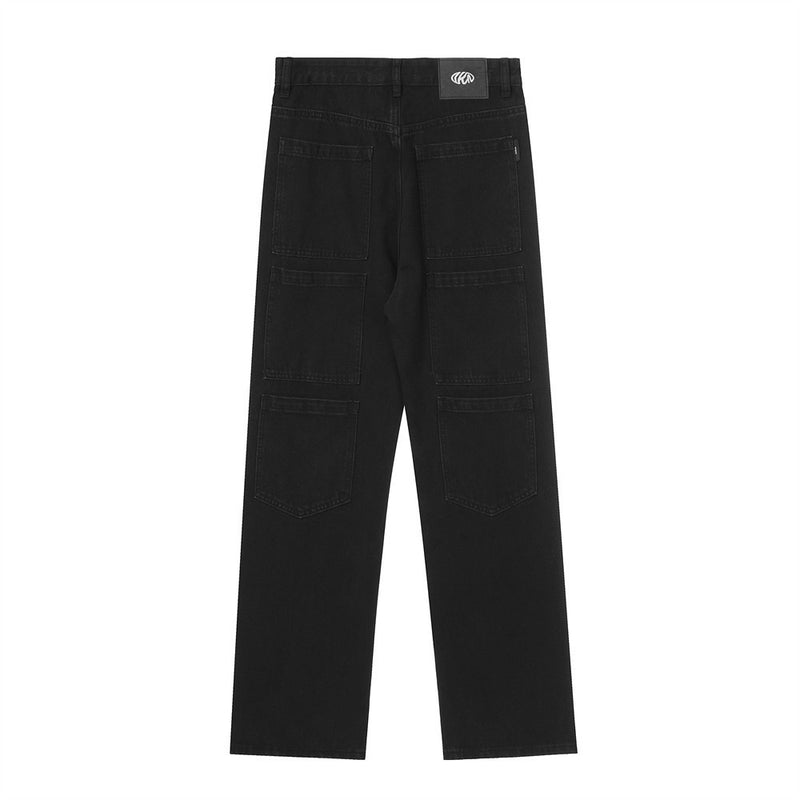Men Jeans Solid Color Loose Casual
