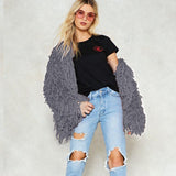 Women Fur Jacket Knitted Sweater Plush Coat