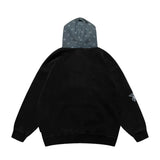 Men Fleece Lined Hoodie Cowboy Patchwork Hoodie Male Letter Five-Pointed Star Hat Loose