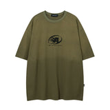 Men T-Shirt Retro Gradient Color Distressed Oversize