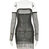 Women Dress Sexy See-through Shiny Dress