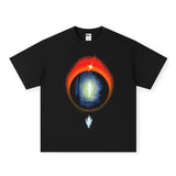 Vintage T-shirts Street Print Loose Front Shoulder Short Sleeve T-Shirt