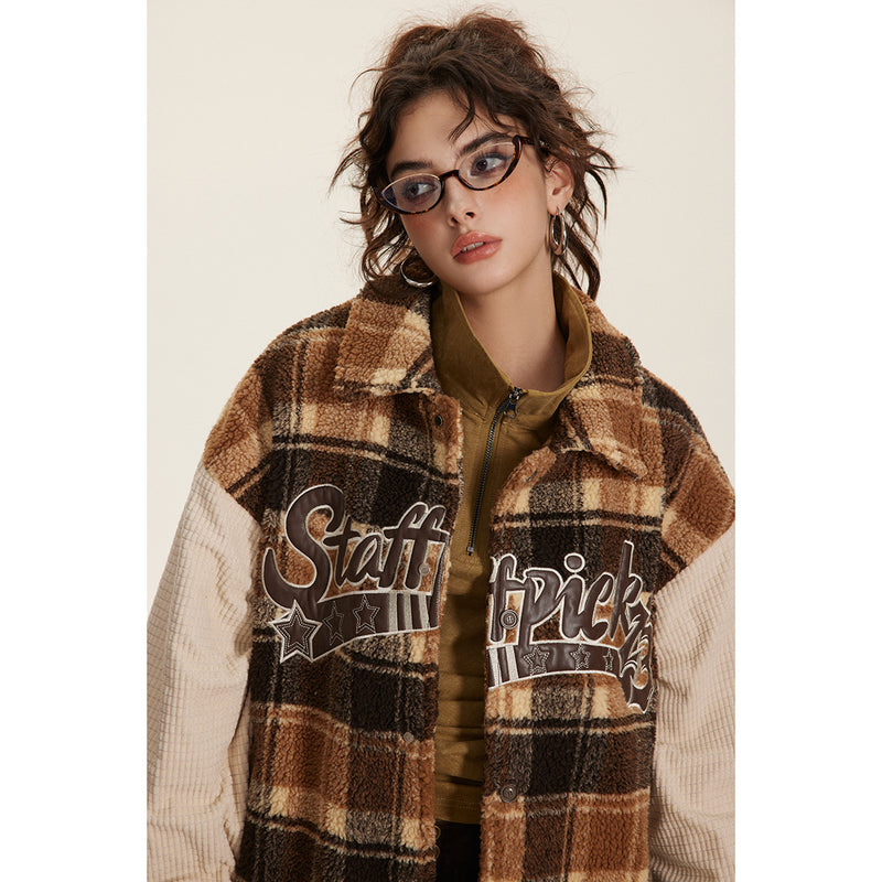 Unisex Coat University Style Vintage Plaid Warm Coat