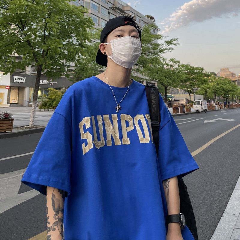 Men T Shirt Summer Pure Cotton Heavy Retro