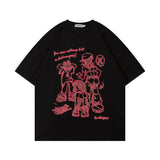 Men T-Shirt Retro Cartoon Printed Short-Sleeved T-shirt