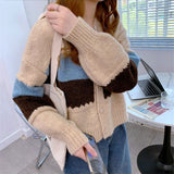 Women Knitted Cardigan Striped Knitted Jacket