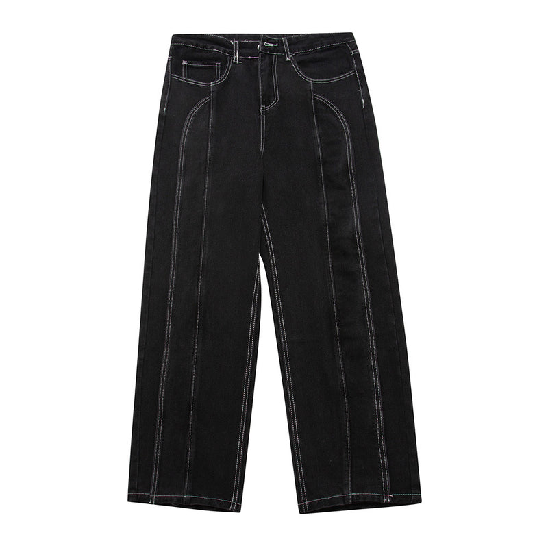 Men Jeans Stitching Casual Loose
