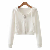 Women Hoodie Fashion Solid Color Short Sexy