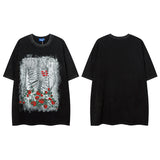 Men T-shirt Vintage Cross Printing Distressed Oversize