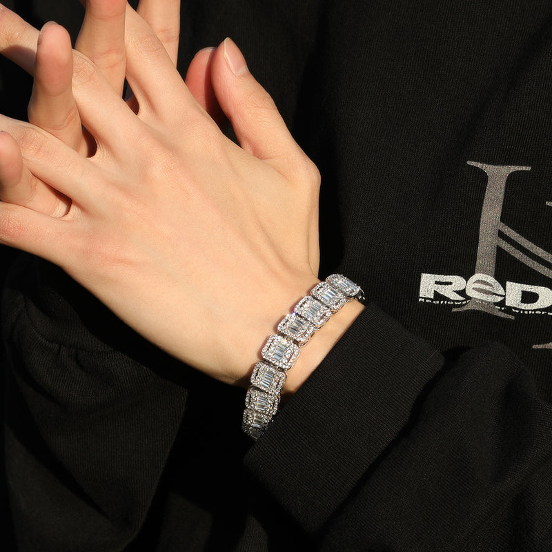 Bracelet 13MM Alloy Full Diamond Jiugongge Hip Hop Bracelet Spectrum