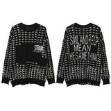 Women Sweater Cat Pattern Crew Neck Sweater Vintage Sweater